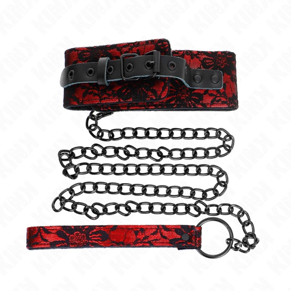 Kink Collar & GAG Kantenketting met riem van echt leer