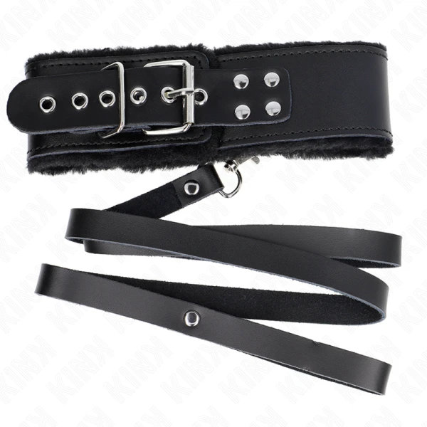 Kink Collar & GAG Halskette met riem van zwart lederen band