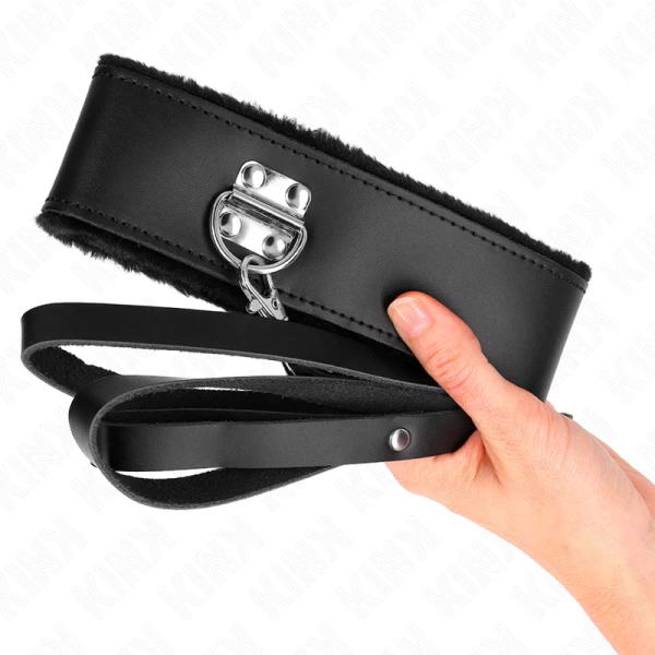 Kink Collar & GAG Halskette met riem van zwart lederen band