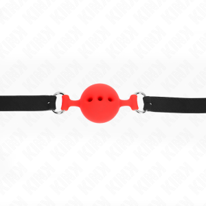 Kink Collar & GAG Vollsilicon-Knevel met Bal Rood Kink Collar & GAG Vollsilicon-Knevel met Bal Rood - Afbeelding 4