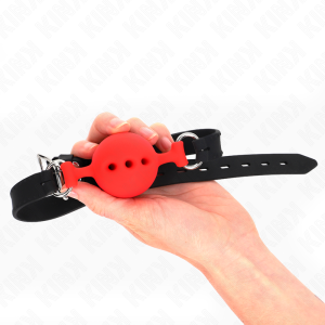 Kink Collar & GAG Vollsilicon-Knevel met Bal Rood Kink Collar & GAG Vollsilicon-Knevel met Bal Rood - Afbeelding 2