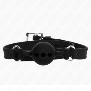 Kink Collar & GAG Vollsilikon-Knebel mit Kugel, schwarz