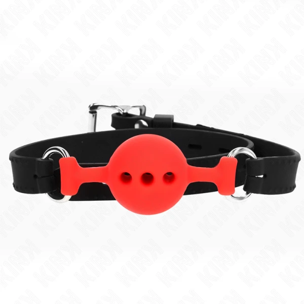 Kink Collar & GAG siliconen knevel met bal rood S verstelbaar