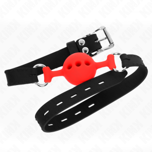 Kink Collar & GAG siliconen knevel met bal rood S verstelbaar Kink Collar & GAG siliconen knevel met bal rood S verstelbaar - Afbeelding 3