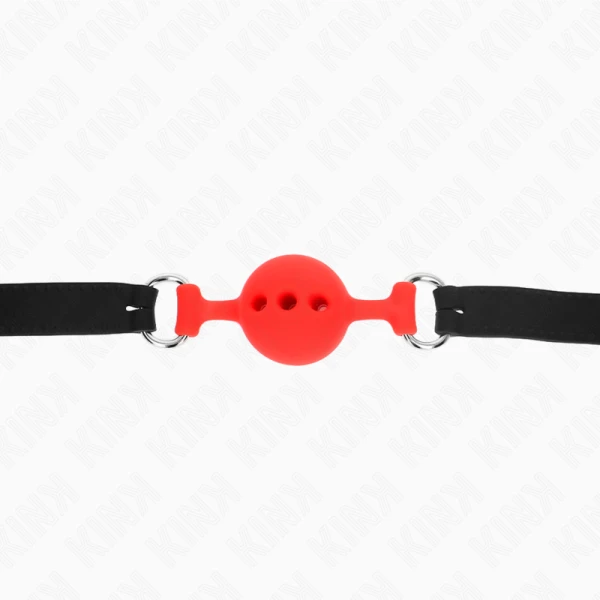 Kink Collar & GAG siliconen knevel met bal rood S verstelbaar