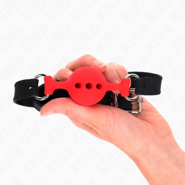 Kink Collar & GAG siliconen knevel met bal rood S verstelbaar
