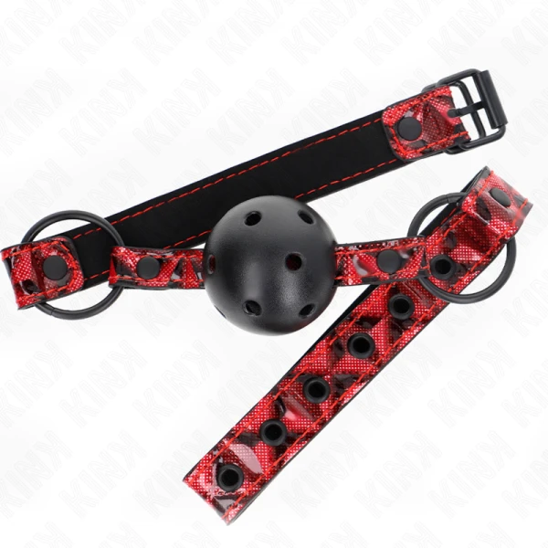 Kink Collar & GAG-balletje met ruitpatroon, verstelbaar