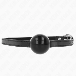 Kink Collar & GAG-bal-knevel met zwarte siliconen bal en leren riem