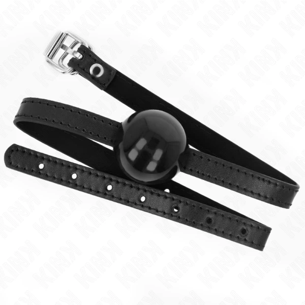 Kink Collar & GAG-bal-knevel met zwarte siliconen bal en leren riem Kink Collar & GAG-bal-knevel met zwarte siliconen bal en leren riem