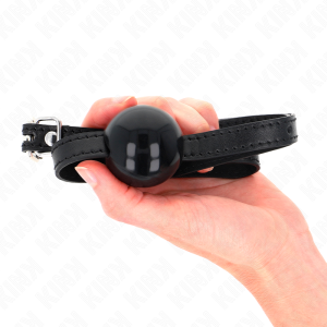 Kink Collar & GAG-bal-knevel met zwarte siliconen bal en leren riem Kink Collar & GAG-bal-knevel met zwarte siliconen bal en leren riem - Afbeelding 4