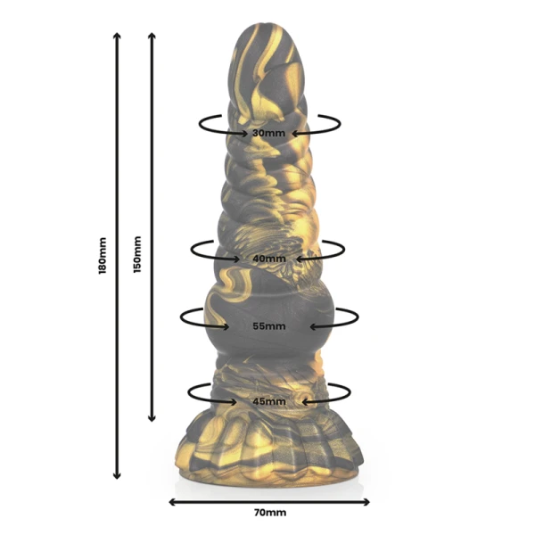 Epic Furias siliconen dildo met mythologisch ontwerp, 17,6 cm