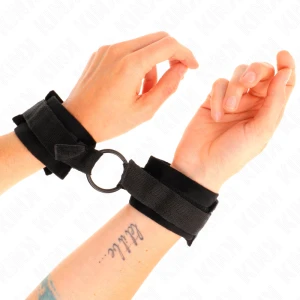 Kink Wrist Restraint Bont-Handboeien met O-Ring Zwart