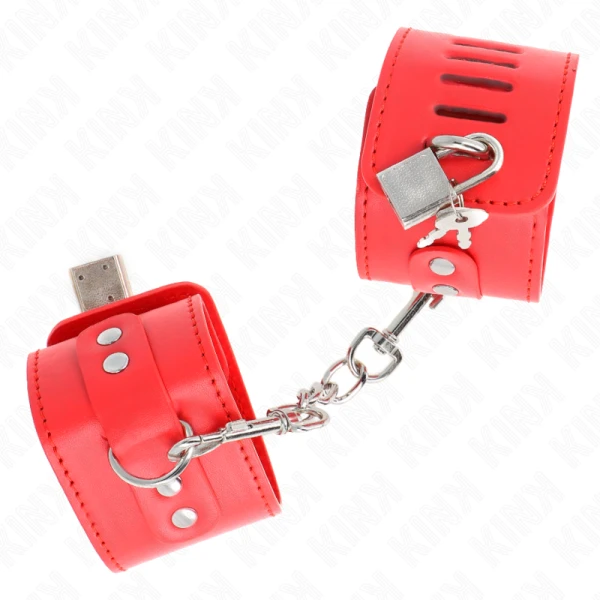Kink Wrist Restraint Handgelenkfessel met hangslot rood