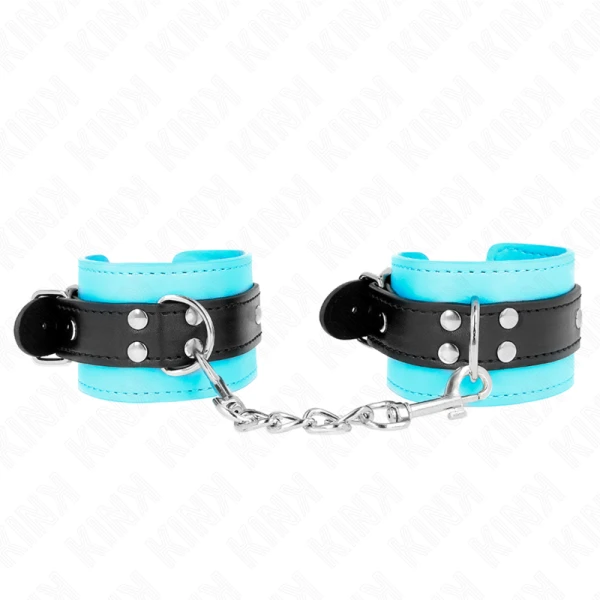Kink Wrist Restraint Haak-handboeien blauw met bontvoering verstelbaar