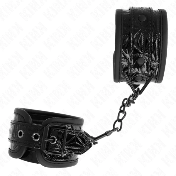 Kink Wrist Restraint Handboei met ruitpatroon, zwart, verstelbaar