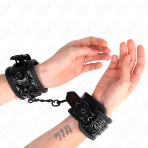 Kink Wrist Restraint Handboei met ruitpatroon, zwart, verstelbaar Kink Wrist Restraint Handboei met ruitpatroon, zwart, verstelbaar - Afbeelding 1