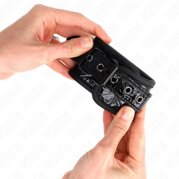 Kink Wrist Restraint Handboei met ruitpatroon, zwart, verstelbaar