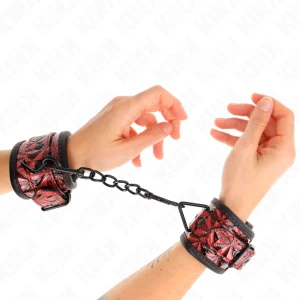 Kink Wrist Restraint with Diamond Pattern Dark Red