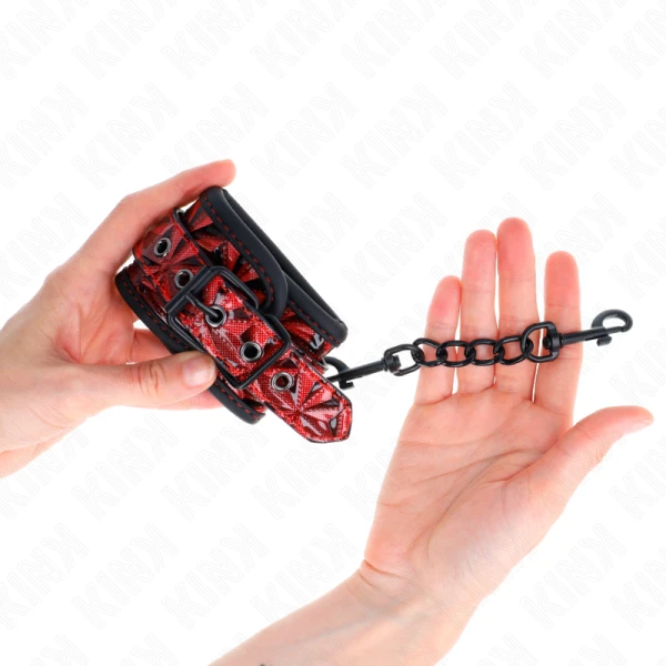 Kink Wrist Restraint Polsboei met Ruitpatroon donkerrood