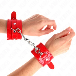 Kink Wrist Restraint glossy hand cuffs red adjustable