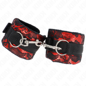 Kink Wrist Restraint korte polsboeien van fluweelkant en nylon rood/zwart Kink Wrist Restraint korte polsboeien van fluweelkant en nylon rood/zwart - Afbeelding 3
