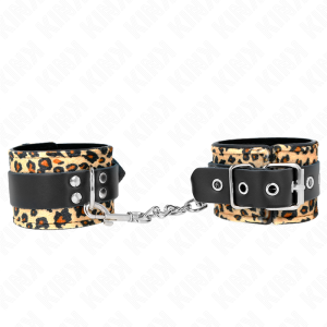 Kink Wrist Restraint Leder-Handboei Luipaardpatroon Kink Wrist Restraint Leder-Handboei Luipaardpatroon - Afbeelding 2