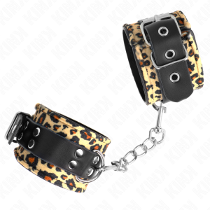 Kink Wrist Restraint Leder-Handboei Luipaardpatroon Kink Wrist Restraint Leder-Handboei Luipaardpatroon - Afbeelding 3