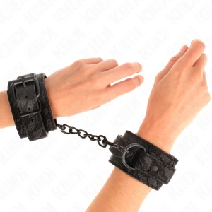 Kink Wrist Restraint Adjustable Black Wrist Cuff with Dark Lace