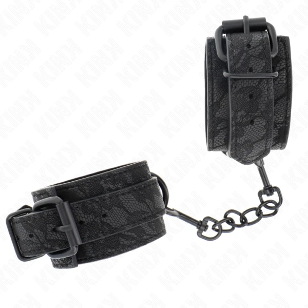 Kink Wrist Restraint Handgelenkmanschette met donker kant verstelbaar zwart