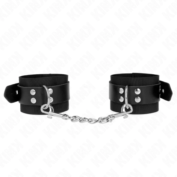 Kink Wrist Restraint Nylon-Handgelenkfesseln mit Ledergurten schwarz verstellbar