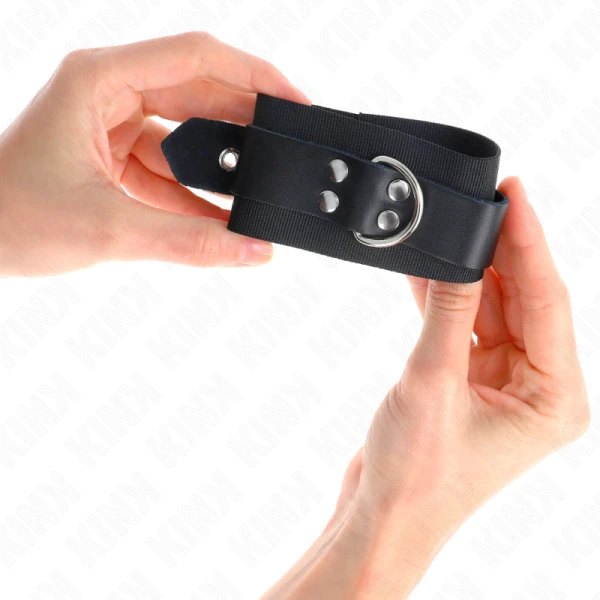 Kink Wrist Restraint Nylon-Handgelenkfesseln mit Ledergurten schwarz verstellbar