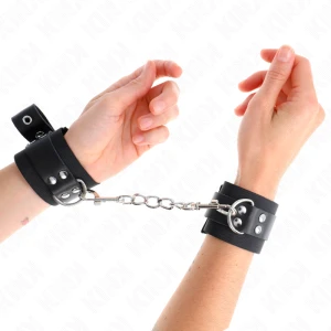 Kink Wrist Restraint nylon wrist cuffs with leather straps black adjustable