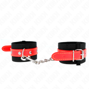 Kink Wrist Restraint Nylon-Handgelenkfessel mit Kunstleder rot/schwarz verstellbar Kink Wrist Restraint Nylon-Handgelenkfessel mit Kunstleder rot/schwarz verstellbar – Bild 2