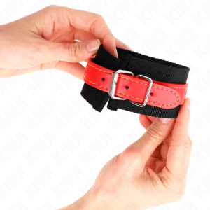 Kink Wrist Restraint Nylon-Handgelenkfessel mit Kunstleder rot/schwarz verstellbar Kink Wrist Restraint Nylon-Handgelenkfessel mit Kunstleder rot/schwarz verstellbar – Bild 4