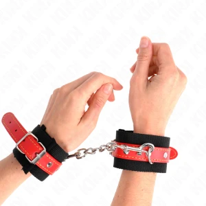 Kink Wrist Restraint Nylon wrist restraint with faux leather red/black adjustable