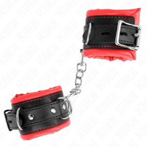Kink Wrist Restraint zware polsboeien met rode bontvoering, verstelbaar Kink Wrist Restraint zware polsboeien met rode bontvoering, verstelbaar - Afbeelding 3