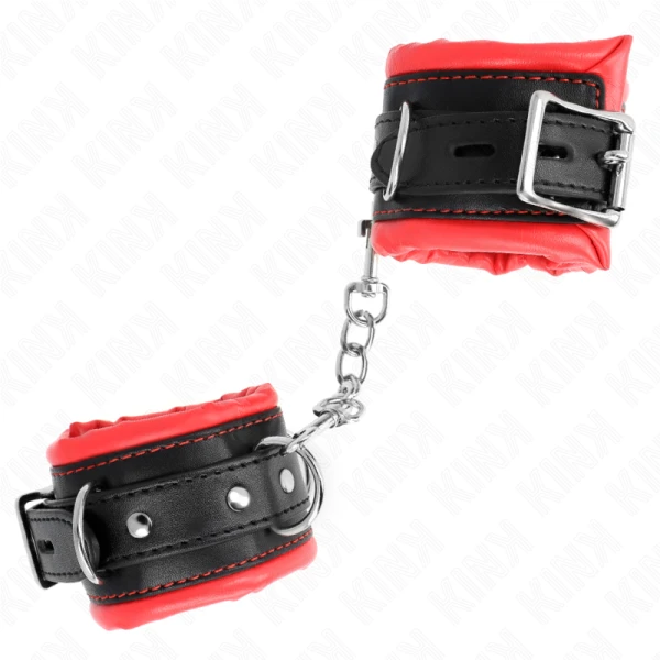 Kink Wrist Restraint zware polsboeien met rode bontvoering, verstelbaar