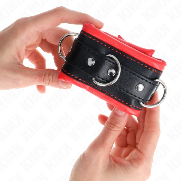 Kink Wrist Restraint zware polsboeien met rode bontvoering, verstelbaar