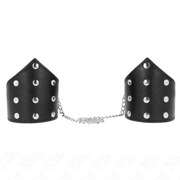 Kink Wrist Restraint zwarte armbanden in point-stijl met ketting