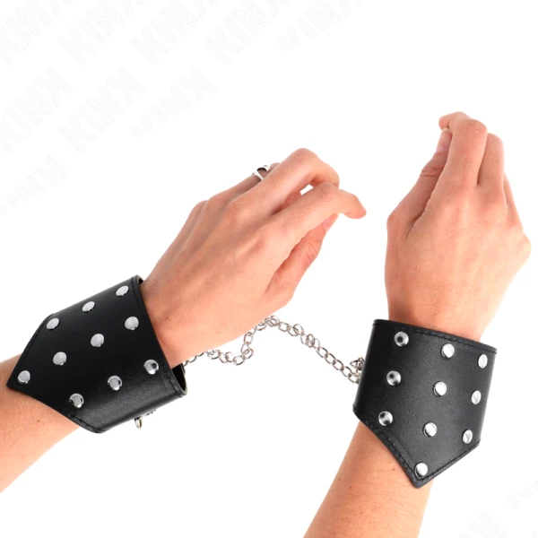 Kink Wrist Restraint zwarte armbanden in point-stijl met ketting