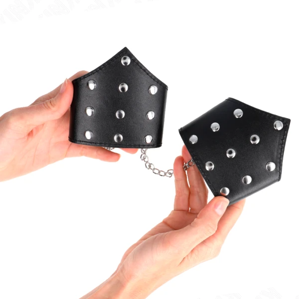 Kink Wrist Restraint zwarte armbanden in point-stijl met ketting