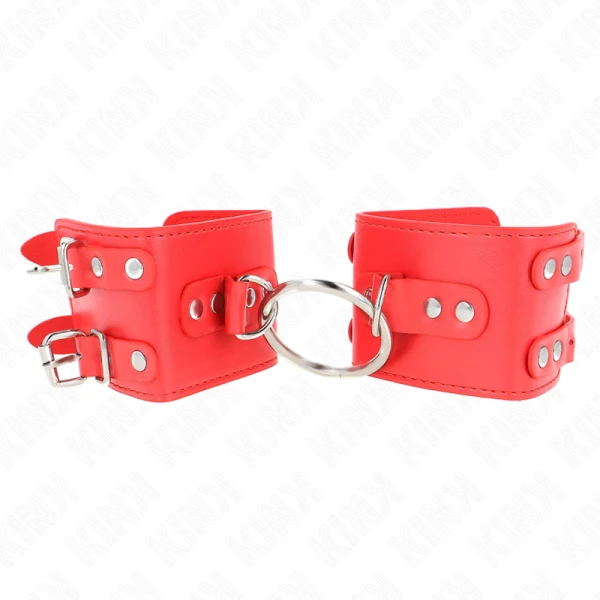 Kink Wrist Restraint verstelbare handboeien met ring en klinknagels rood