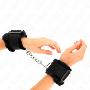 Kink Wrist Restraint Bontgevoerde Polsboeien Zwart Verstelbaar