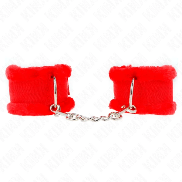 Kink Wrist Restraint Met bont gevoerde handboeien rood verstelbaar