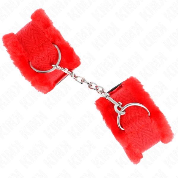 Kink Wrist Restraint Met bont gevoerde handboeien rood verstelbaar