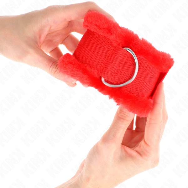 Kink Wrist Restraint Met bont gevoerde handboeien rood verstelbaar