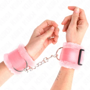 Kink Wrist Restraint Fur-Lined Wrist Cuffs Pink Adjustable