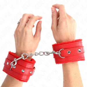 Kink Wrist Restraint Wrist Cuffs with Red Belt, Adjustable