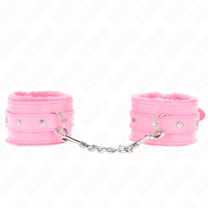 Kink Wrist Restraint Bontgevoerde Polsboeien met Riem roze Kink Wrist Restraint Bontgevoerde Polsboeien met Riem roze - Afbeelding 2