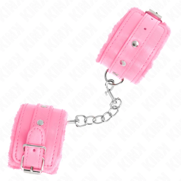 Kink Wrist Restraint Bontgevoerde Polsboeien met Riem roze